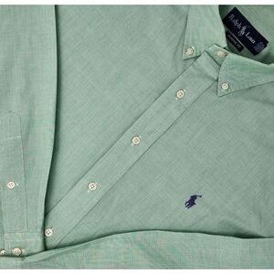 Polo Ralph Lauren Button Down Shirt Mens 17.5  34/35 Green Long Sleeve Classic F